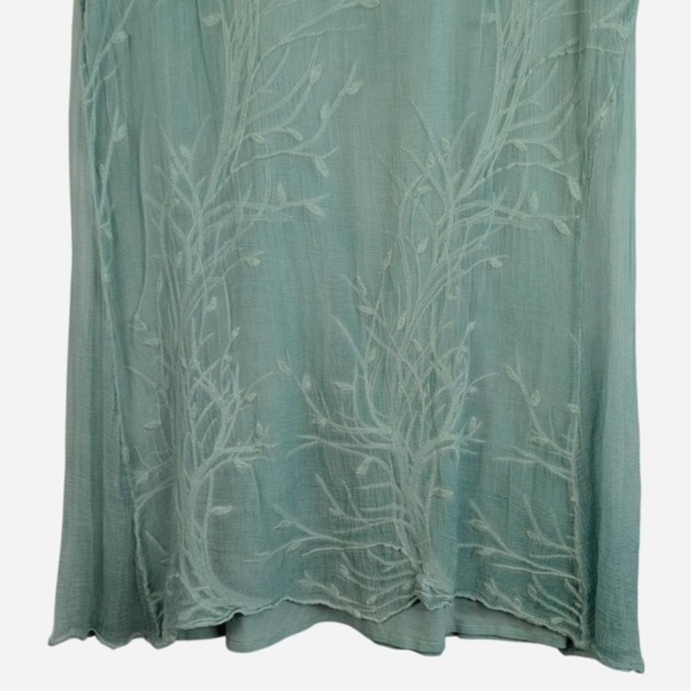 Soft Surroundings 100% Silk Embroidered Branch Tunic Dress Sage 1X - Picture 6 of 8
